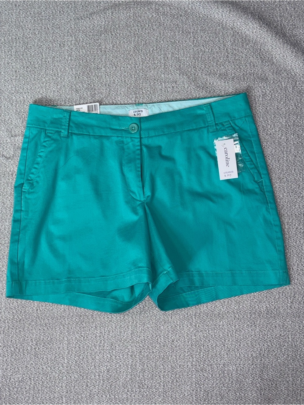 Crown & Ivy NWT seafoam green Caroline chino shorts flat front 5" inseam size 10